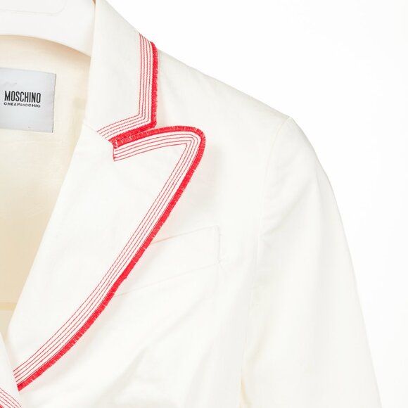 Moschino Cheap and Chic White Cotton Red-Embroidered Blazer - Picture 4 of 11